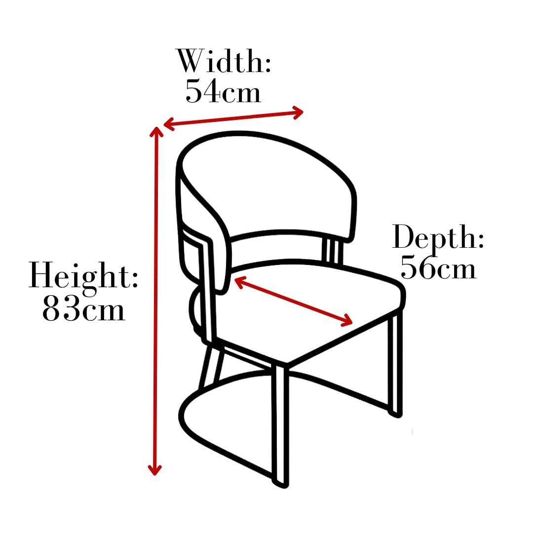 Clubhouse dining chair dimensions: 54cm wide, 56cm deep, 83cm high