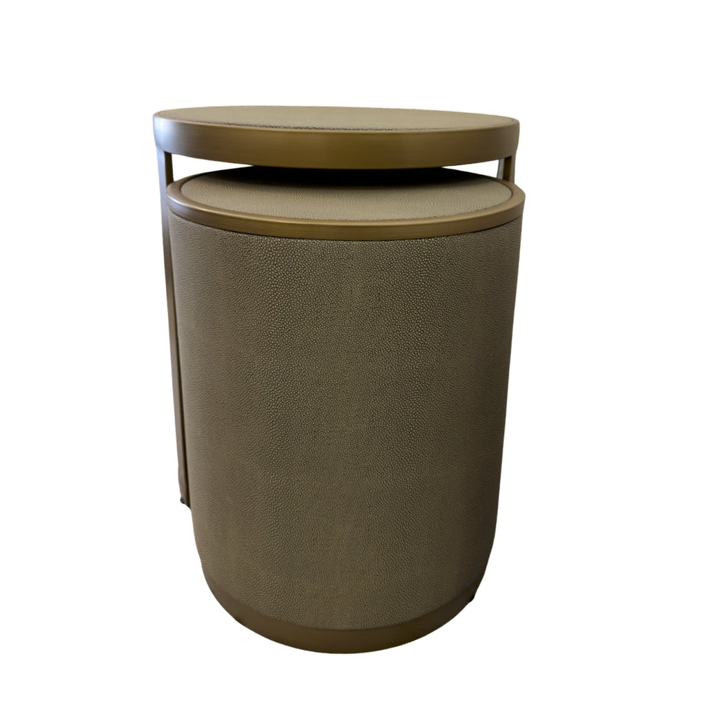 Belgravia Brass Shargreen Side Tables inc. Glass (Set of 2) Kevin Simba