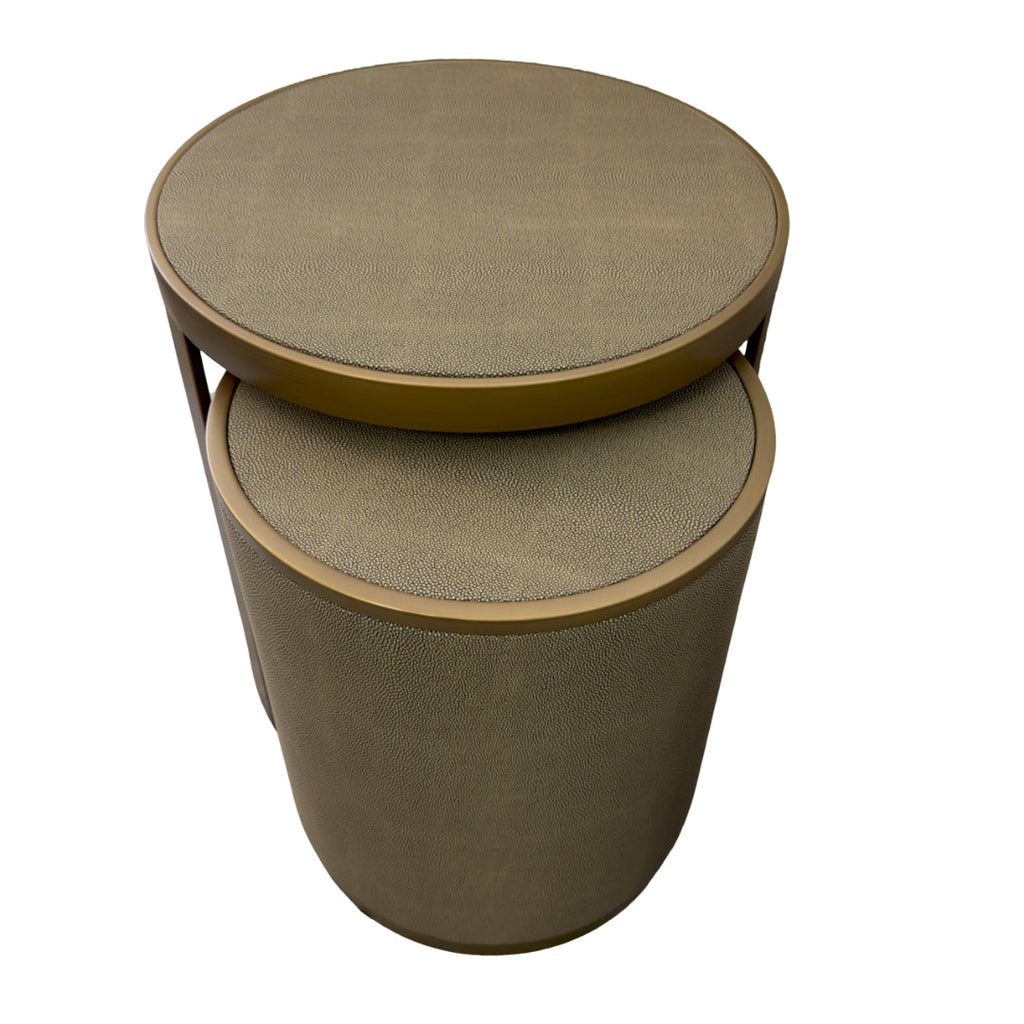 Belgravia Brass Shargreen Side Tables inc. Glass (Set of 2) Kevin Simba