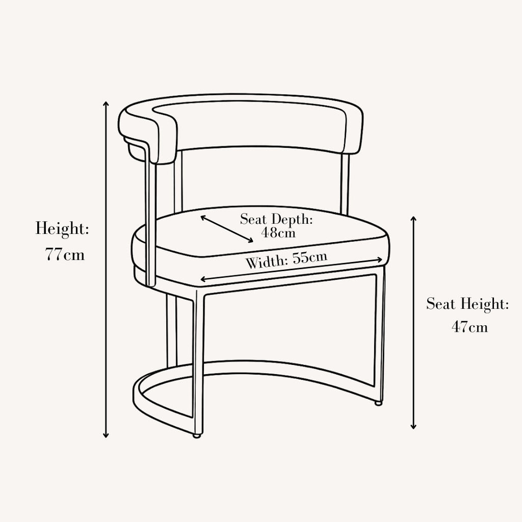 Lusso Velvet Dining Chair - Cream & Gold (1 Included) YS Interiors