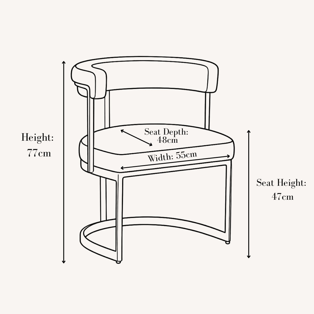 Lusso Velvet Dining Chair - Cream & Gold (1 Included) YS Interiors