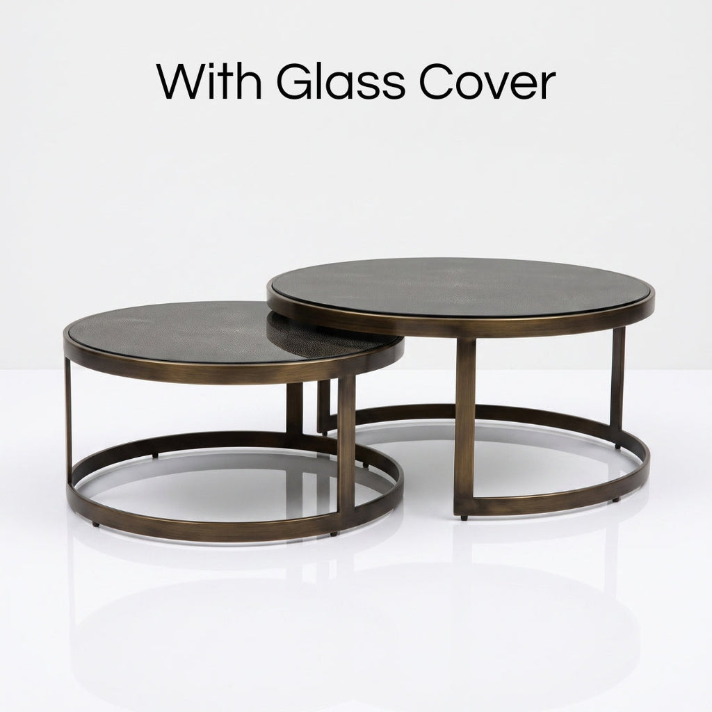 Belgravia Coffee Tables – Nested Gold & Shagreen (Set of 2) Kevin Simba