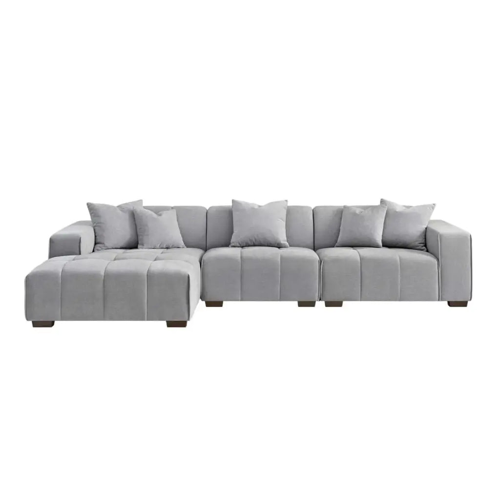 Aluxo Leonard Left Hand Corner Group in Cloudy Grey Boucle Furnish 365