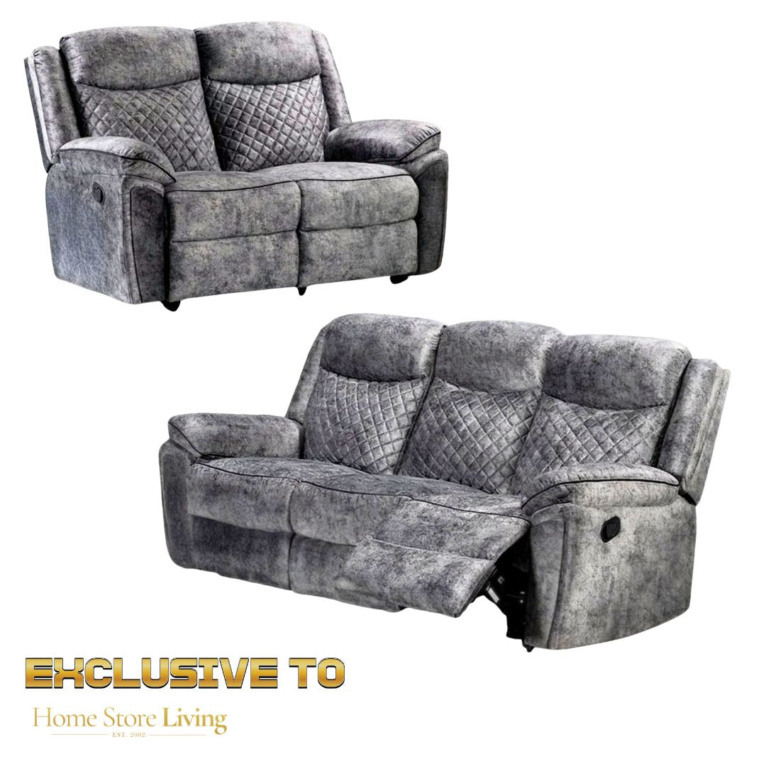 Normandy 2+3 Seater HO2 Light Grey Manual Recliner Sofa Set - Special Deal Linda RS