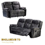 Normandy 2+3 Seater TML Dark Grey Recliner Sofa Set Linda RS