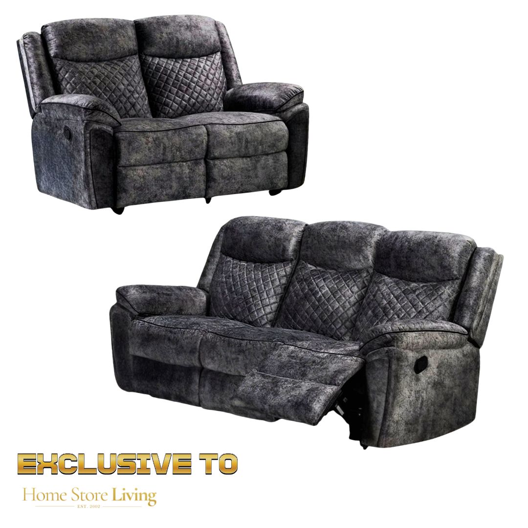 Normandy 2+3 Seater TML Dark Grey Recliner Sofa Set Linda RS
