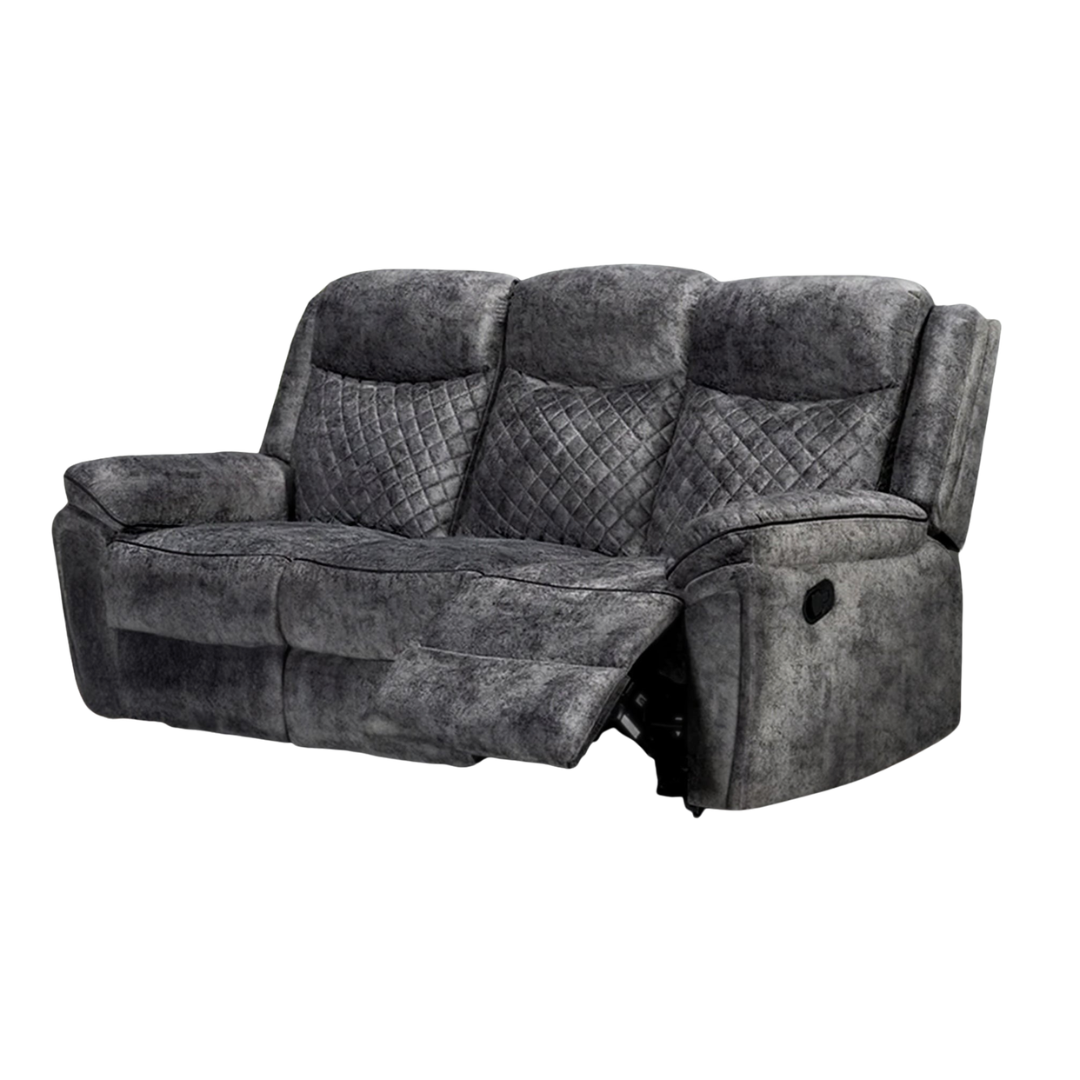 Normandy 3 Seater Plush Velvet-Style Fabric Manual Recliner Sofa rs furniture