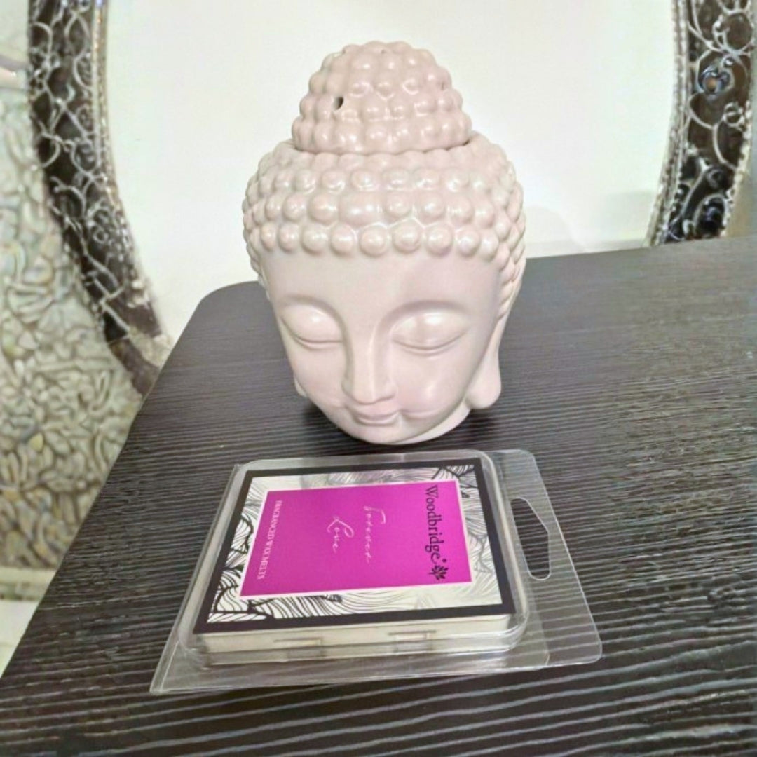 Auction Small Grey Buddha Head Oil Burner with Forever Love Wax Melt Auction
