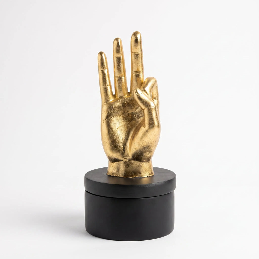 Gold Resin 25cm 'OK' Hand Storage Box richmond Interiors
