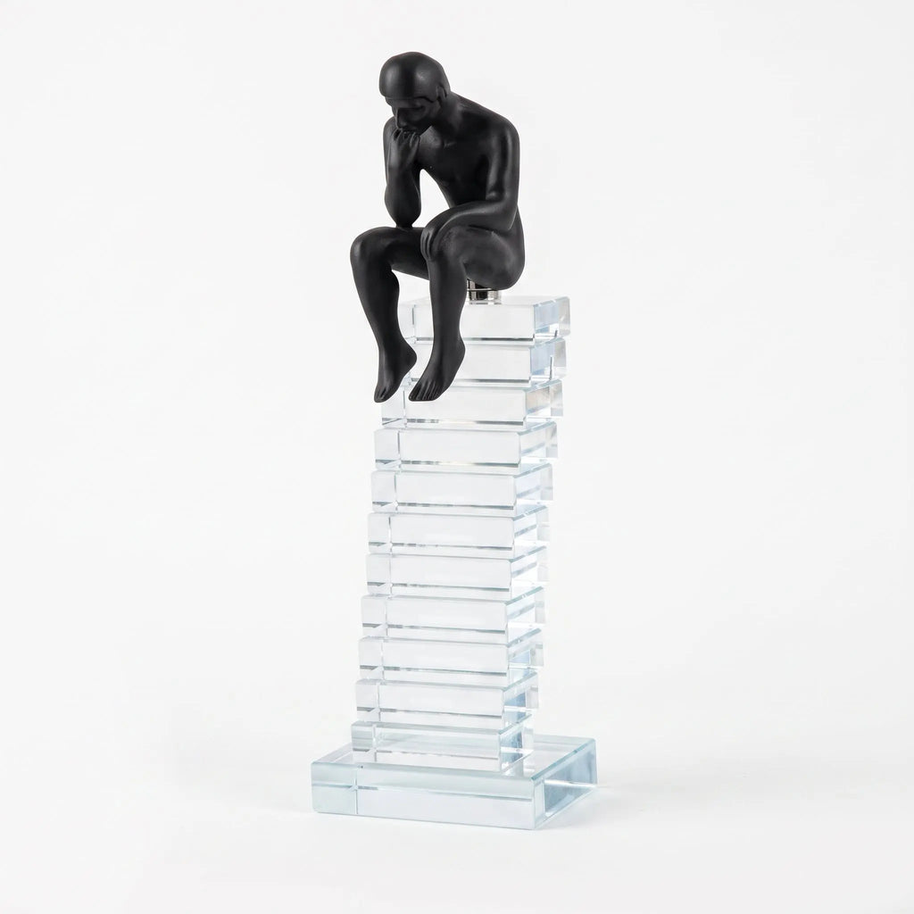 Large 27cm Crystal Staircase Thinking Man Ornament Ivan