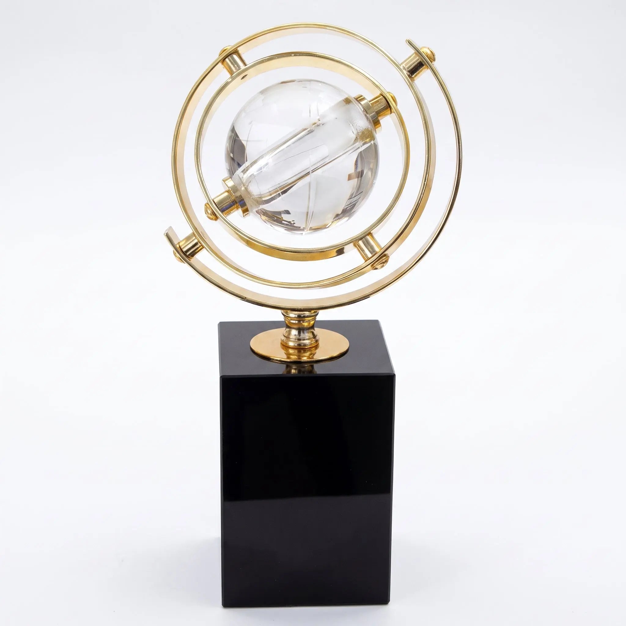 Large 23cm Globe Shape Crystal Ball On Black Base Ivan