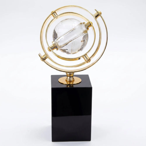 Large 23cm Globe Shape Crystal Ball On Black Base Ivan