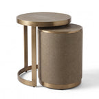 Belgravia Brass Shargreen Side Tables inc. Glass (Set of 2) Kevin Simba