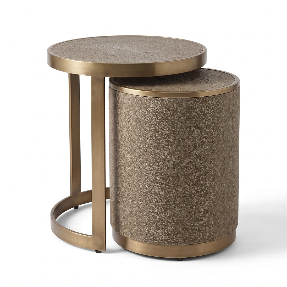 Belgravia Brass Shargreen Side Tables inc. Glass (Set of 2) Kevin Simba