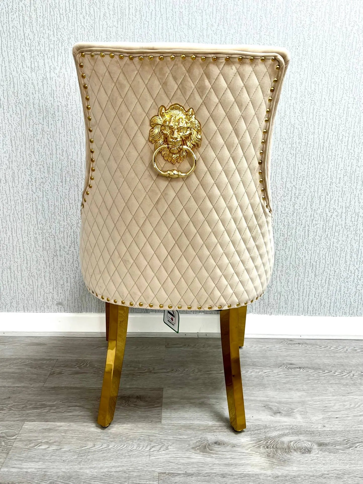 Majestic Plush Velvet Mink Gold Lion Knocker Chair (Set of 2) Home Store Living