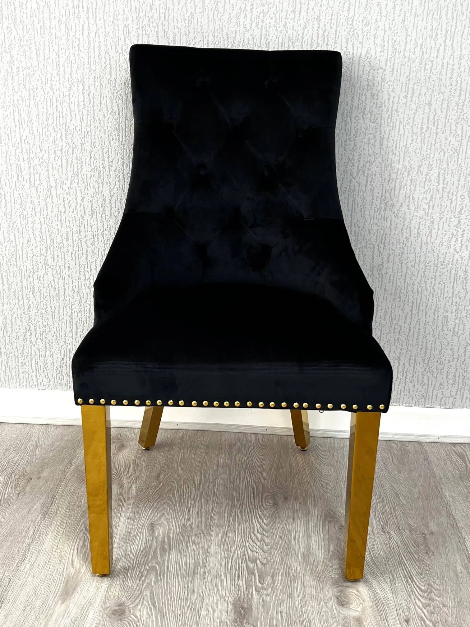 Majestic Plush Velvet Black Gold Lion Knocker Chair (Set of 2) Home Store Living