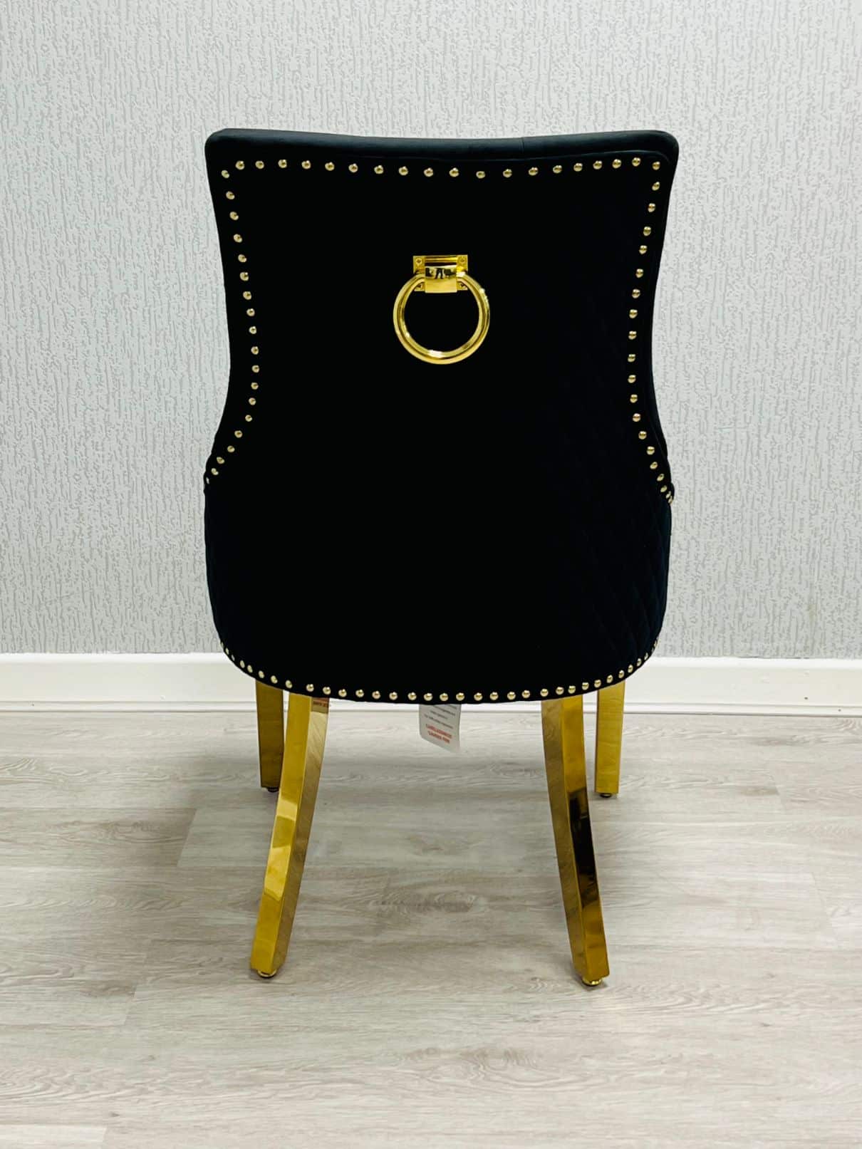 Round Sofia Black & Gold Dining Table 1.1 with Gold Legs