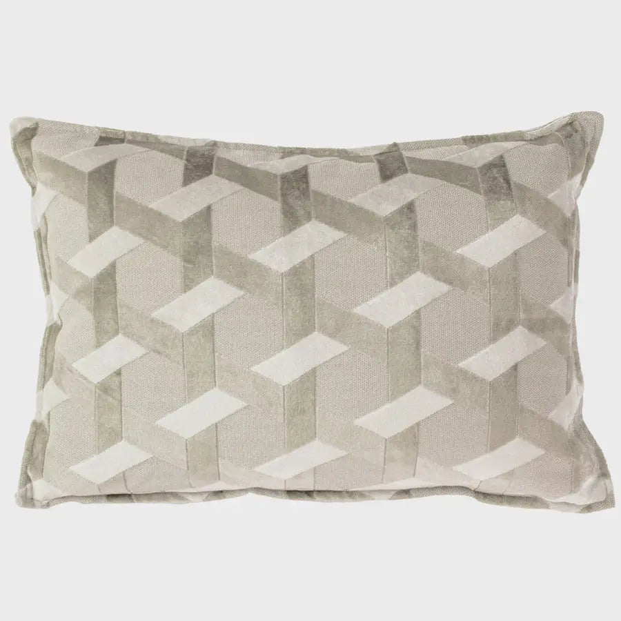 Delano Velvet Jacquard Cushion Ivory/Taupe riva home
