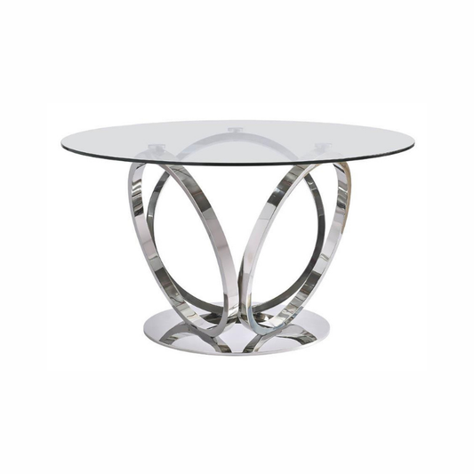 Ulysses Chrome and Glass Dining Table