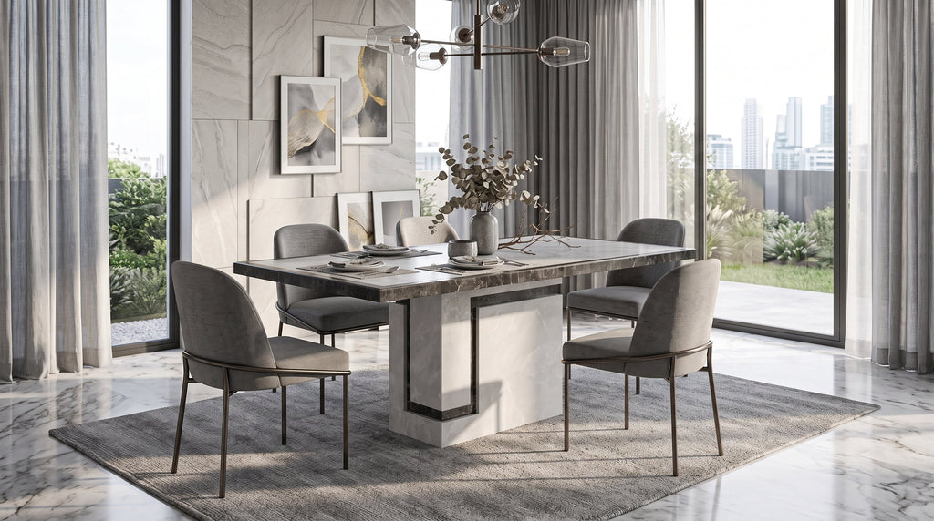 Venus 1.6m Grey Marble Dining Table Home Store Living