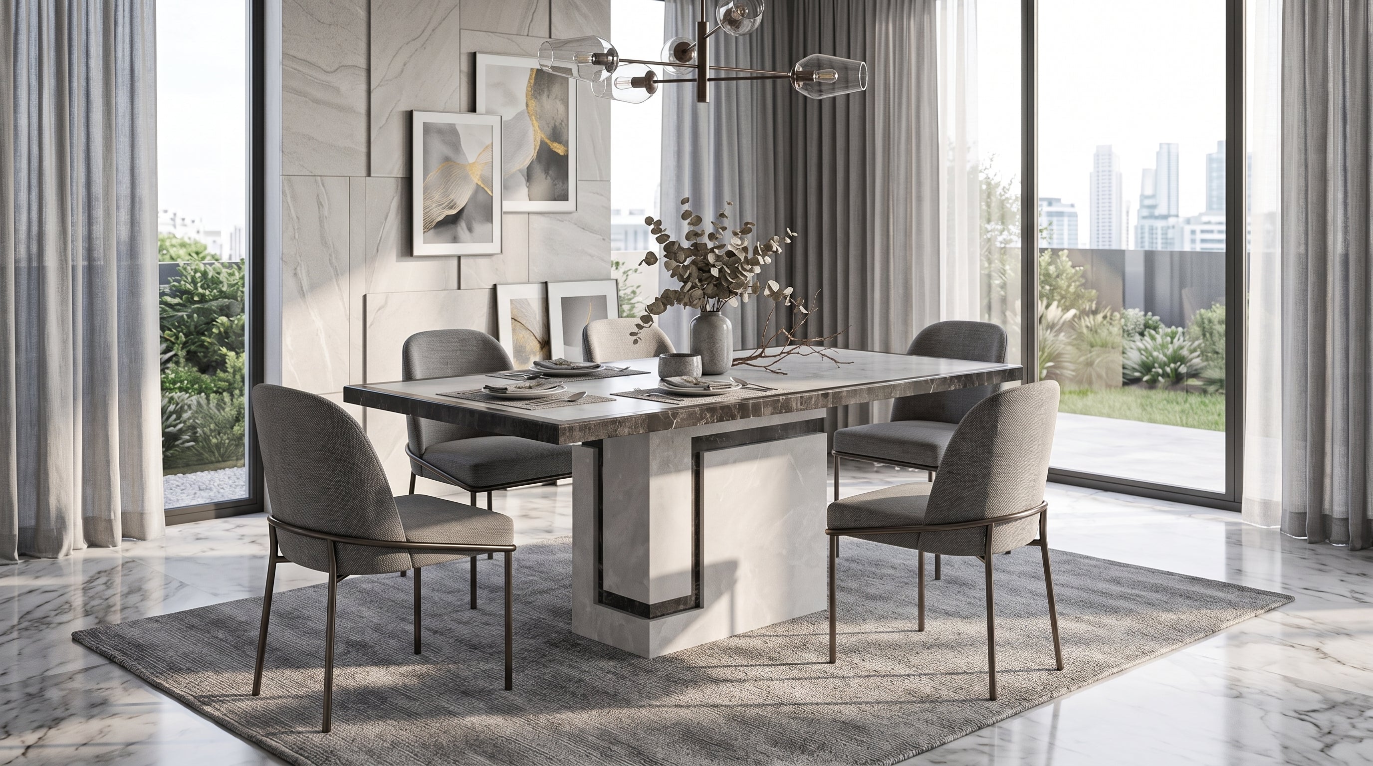 Venus 1.6m Grey Marble Dining Table Home Store Living