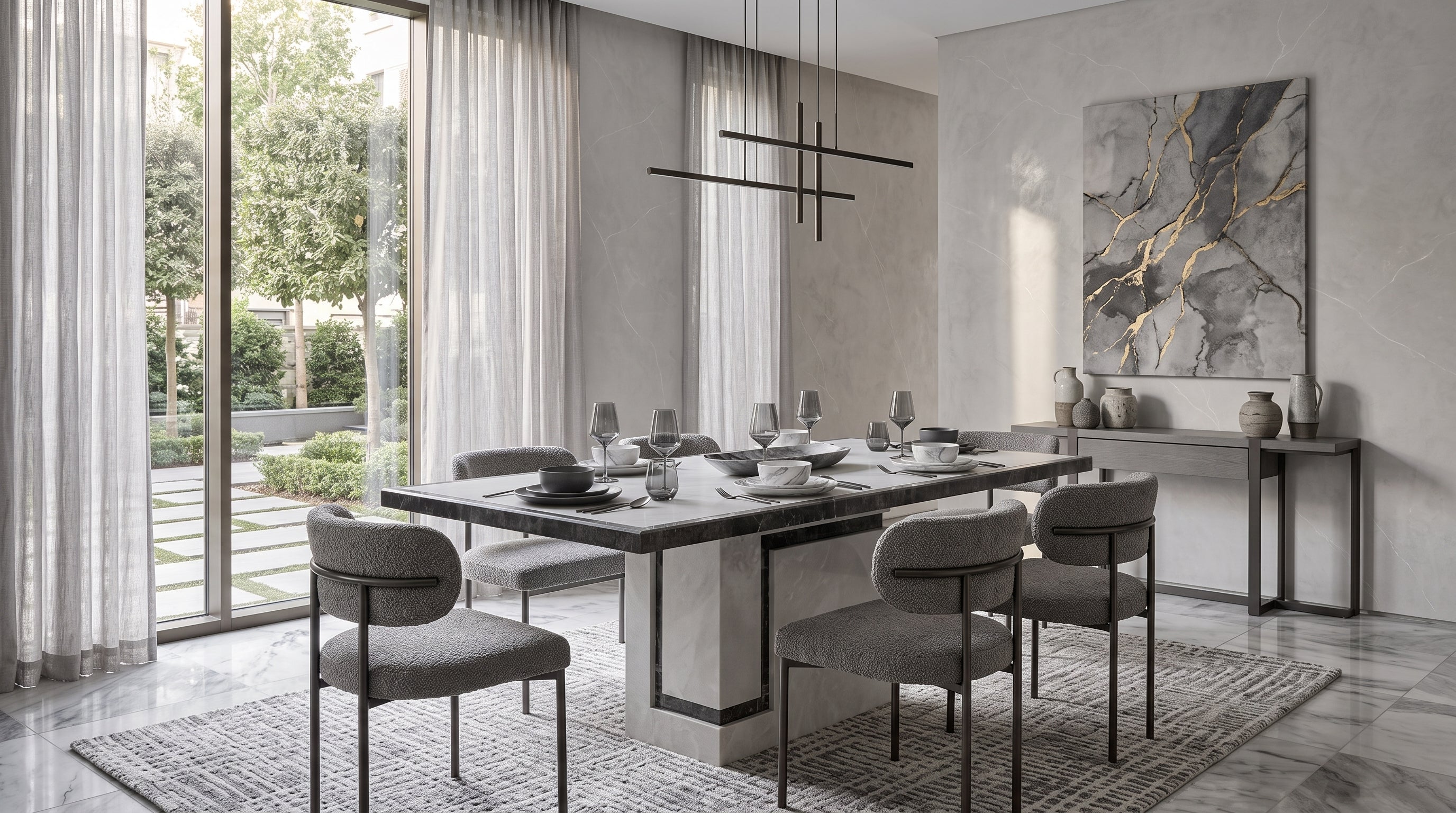 Venus 1.6m Grey Marble Dining Table Home Store Living