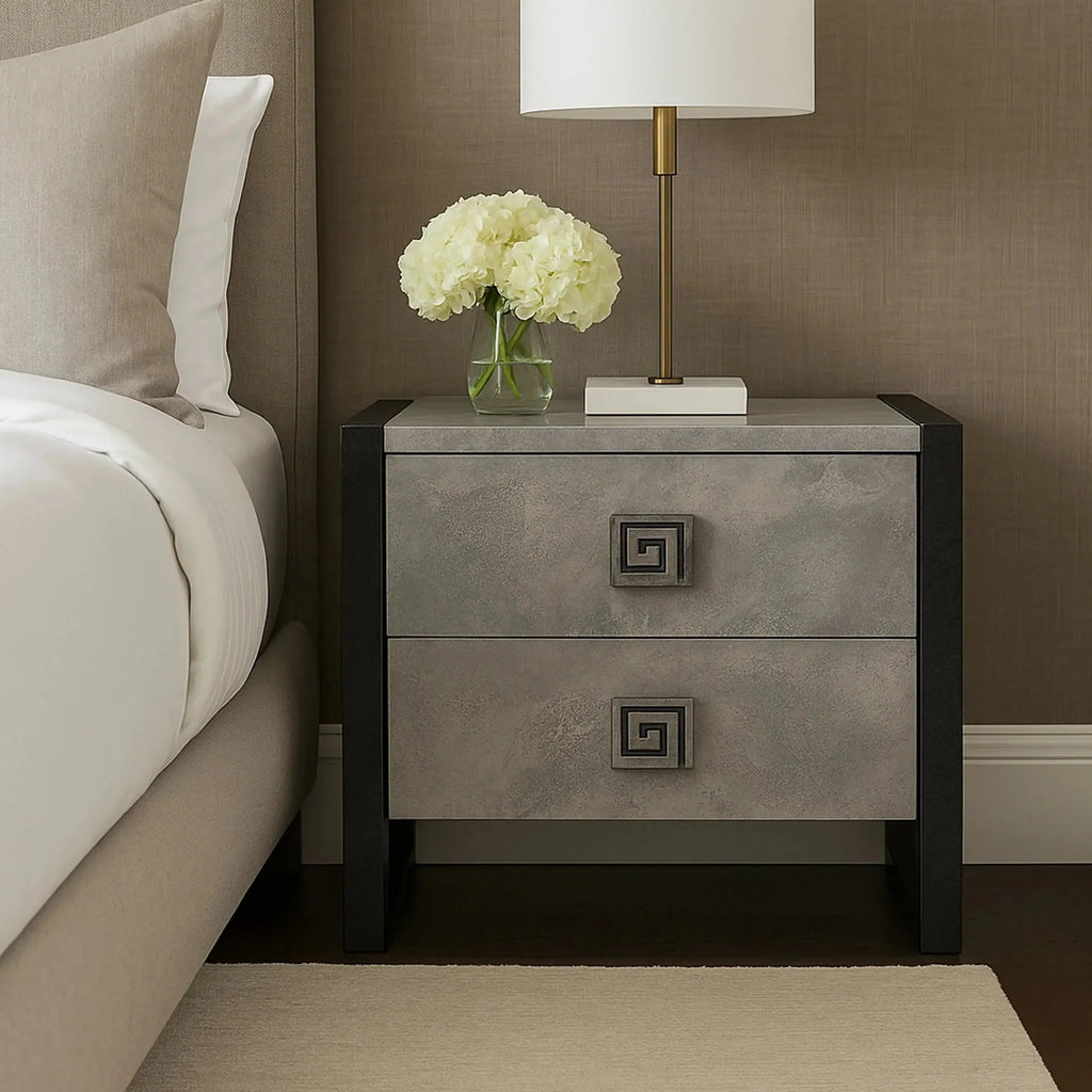 Debora Grey High Gloss 2 Drawer Side Table san martino