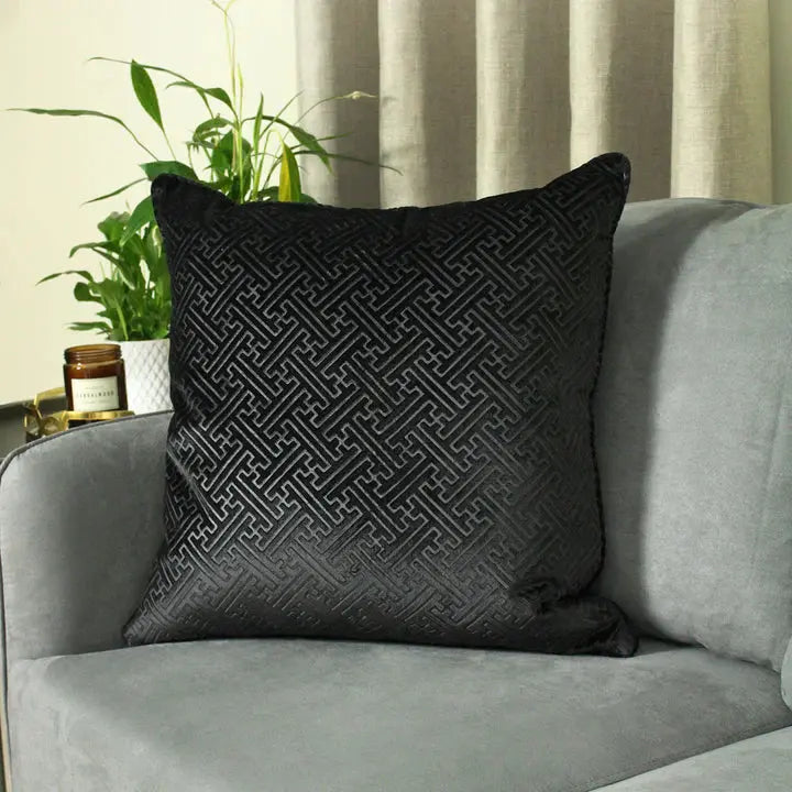 Florence Embossed Black Velvet Cushion Home Store Living