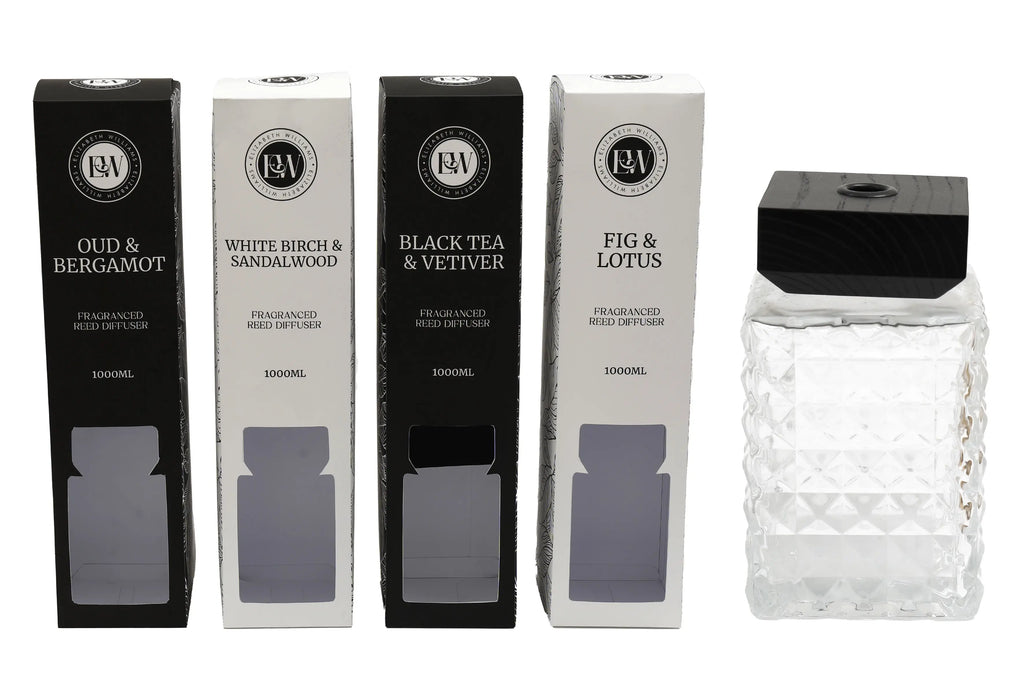 1000ml Diamond Cut Glass Reed Diffuser Range sil interiors