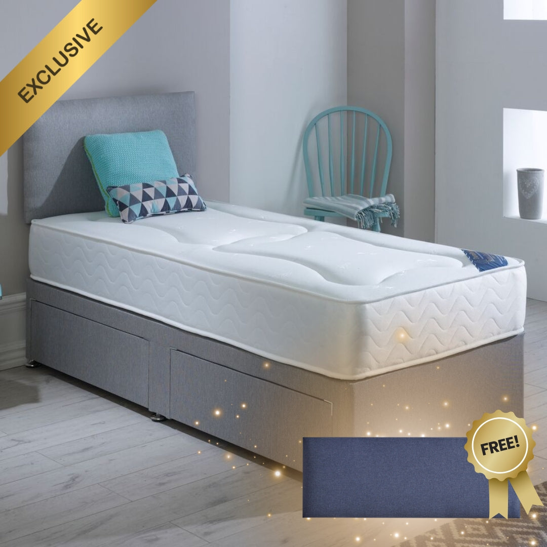 Roma Deluxe 2 Drawer Divan Bed with FREE 24" York Headboard