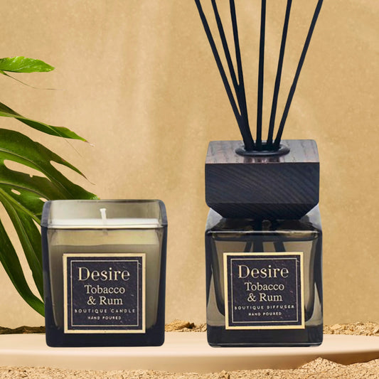 Desire  Tobacco & Rum Candle + Diffuser Gift Set Home Store Living