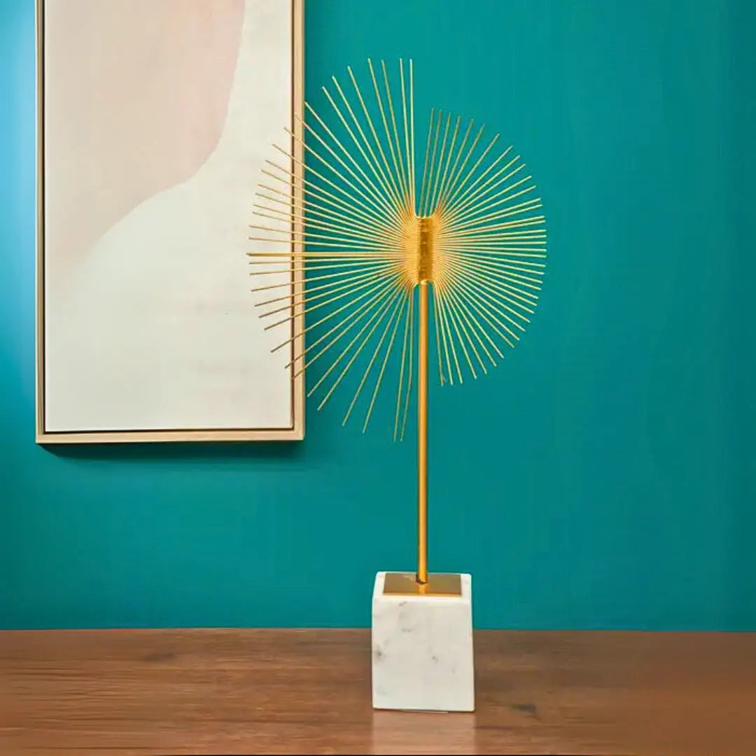 Millano Gold Spiral Sculpture with White Marble Base premier housewares