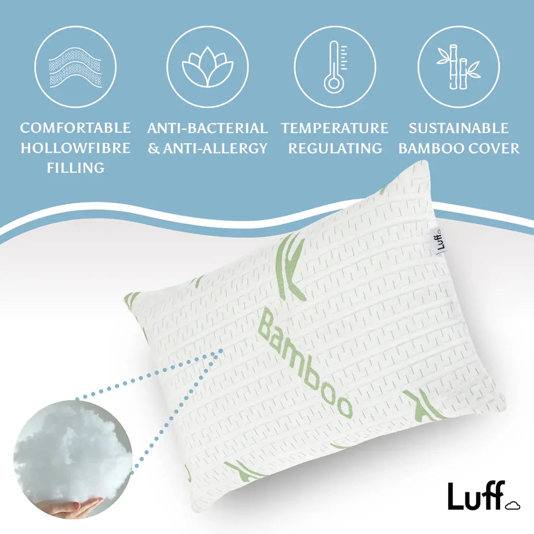 Bamboo Forest Hypoallergenic Hollowfibre Pillow Luff