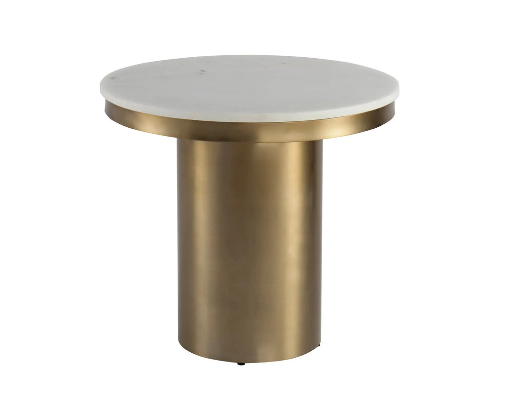 Camden Beige Marble & Gold Side Table Kevin Simba