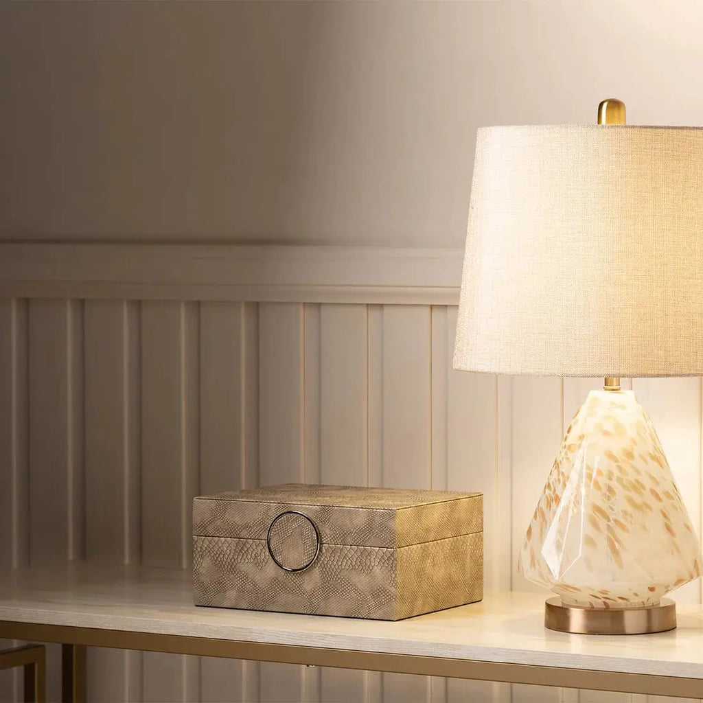 Set of 2 Taupe Faux Snake Leather Jewellery Boxes CIMC