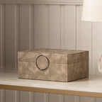 Set of 2 Taupe Faux Snake Leather Jewellery Boxes CIMC