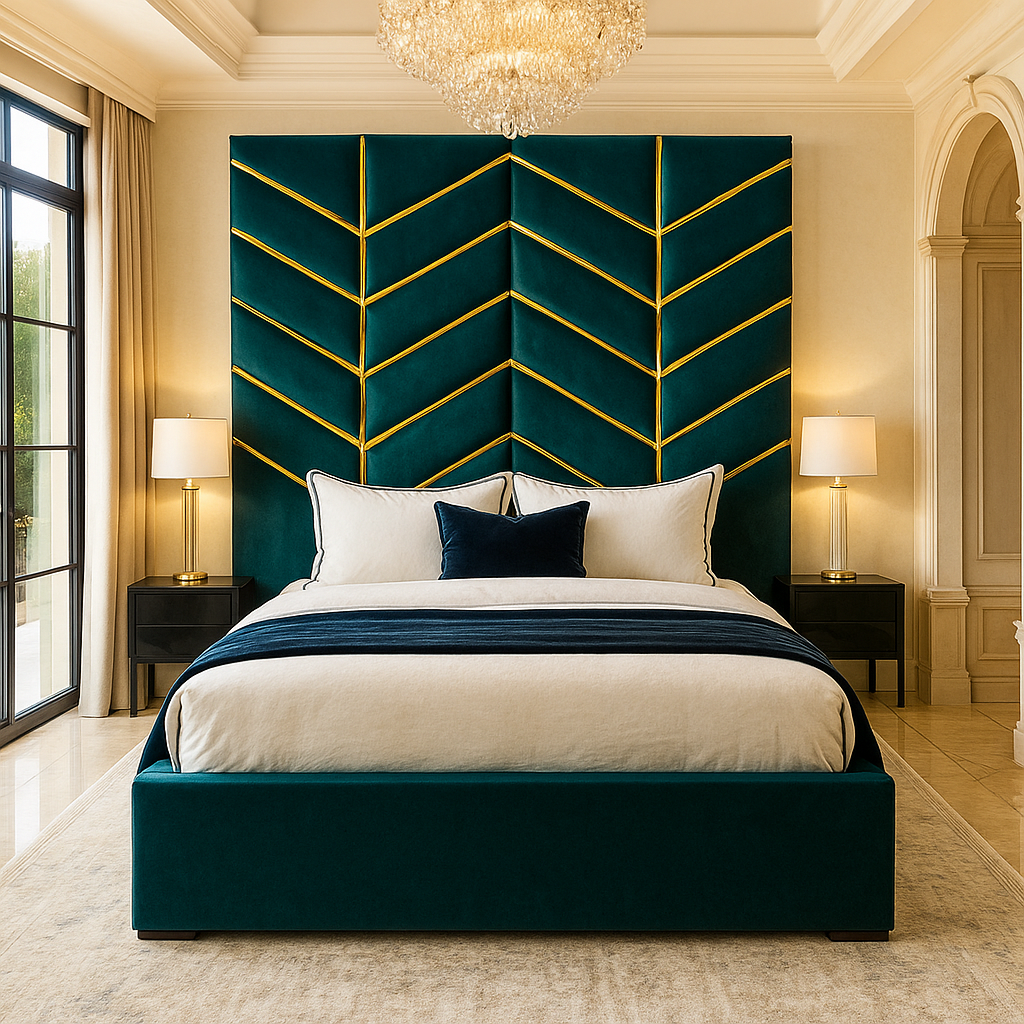 Gold Leaf Upholstered Bed Frame Home Store Living