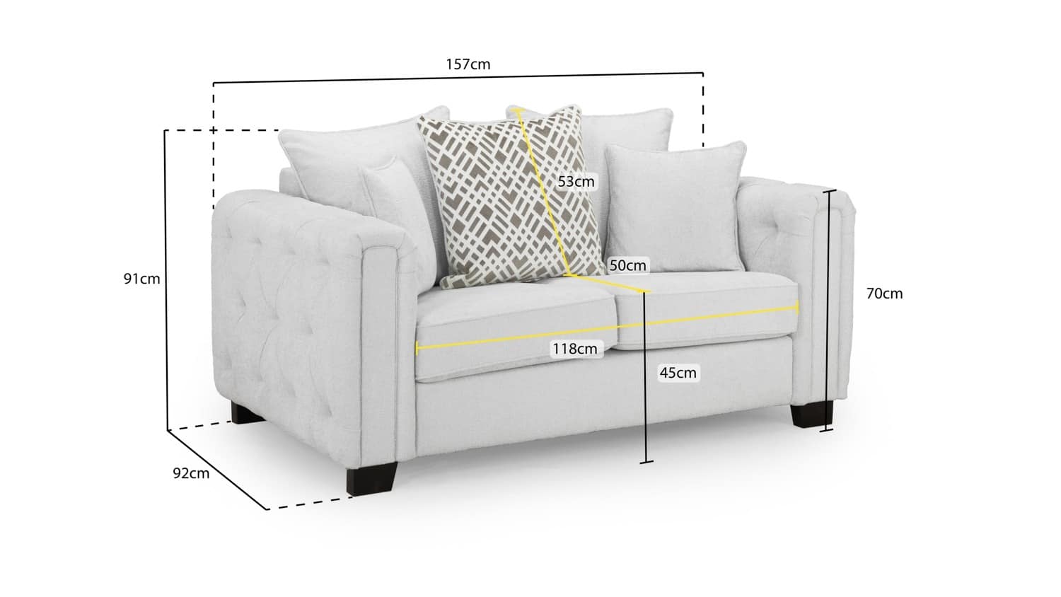 Grazia Sofa (2 Seater) Light Grey Home Store Living