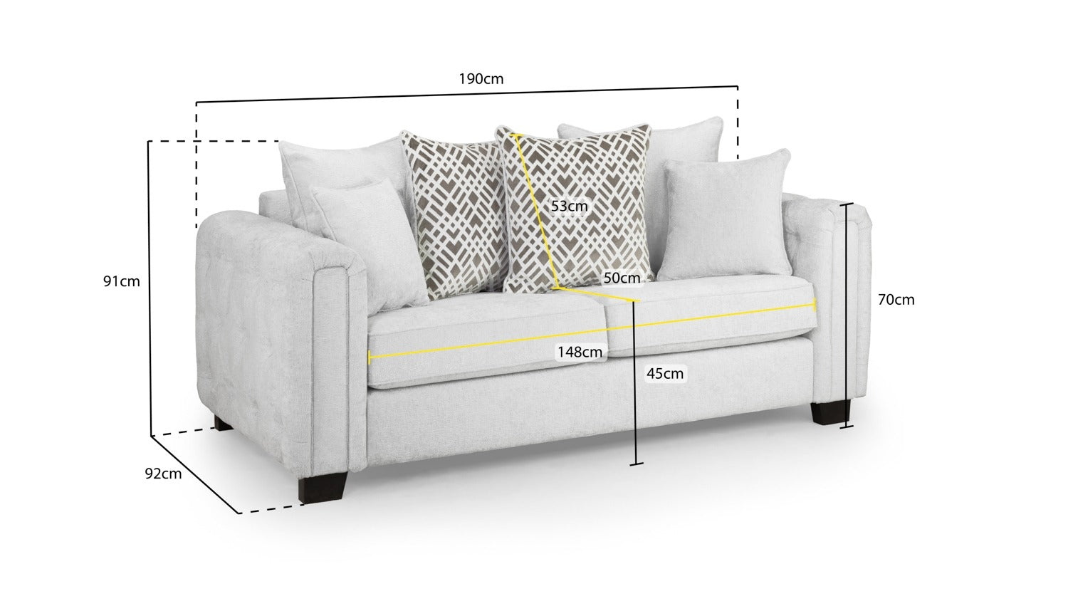 Grazia Sofa (3 Seater) Light Grey Home Store Living