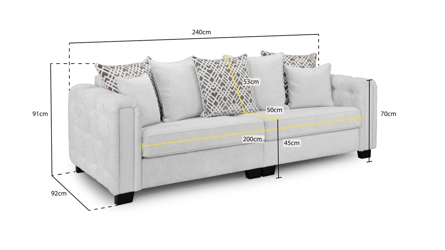 Grazia Sofa (4 Seater) Light Grey Home Store Living