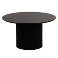 Renzo Black Round Coffee Table with Fluted Ribbed Drum Base HUMZ