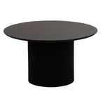 Renzo Black Round Coffee Table with Fluted Ribbed Drum Base HUMZ