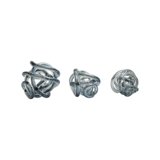 Knot Decor Set of 3 Grey Glass Ornaments Home Store Living