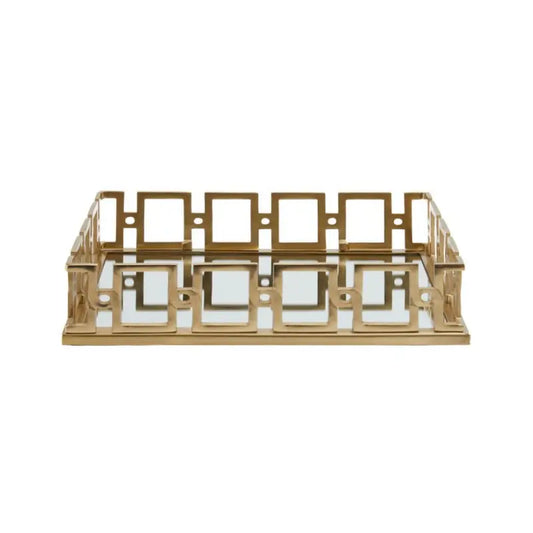 Rhoda Rectangular Gold Mirrored Tray Home Store Living