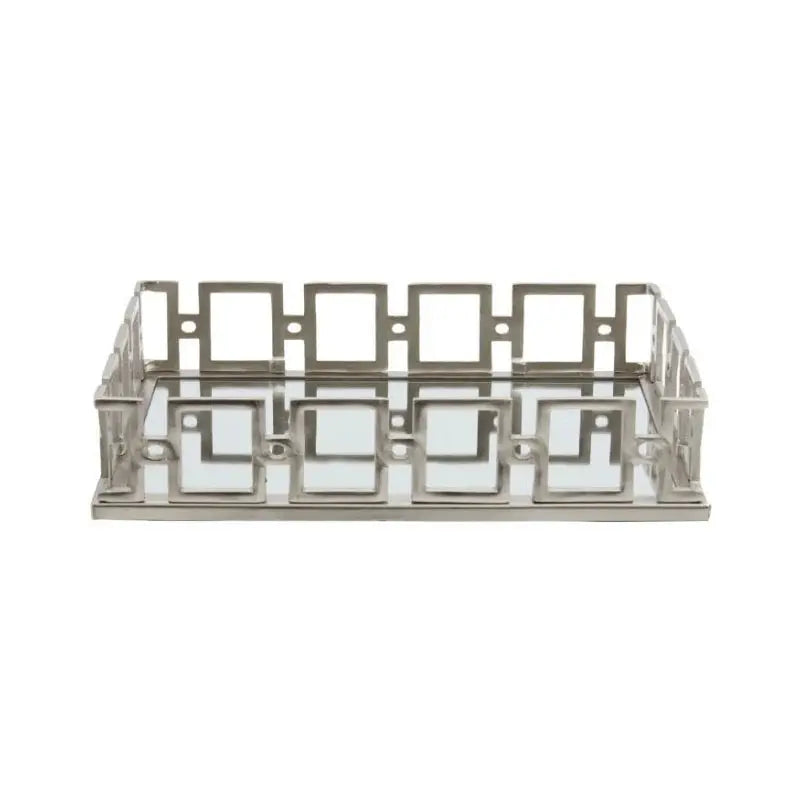 Rhoda Rectangular Nickel Finish Mirrored Tray premier housewares