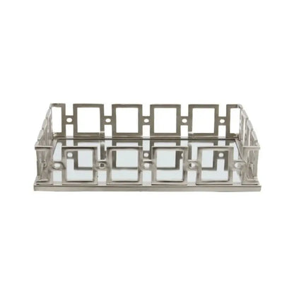 Rhoda Rectangular Nickel Finish Mirrored Tray premier housewares