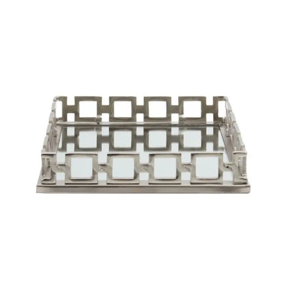 Rhoda Square Nickel Plated Mirrored Tray Home Store Living