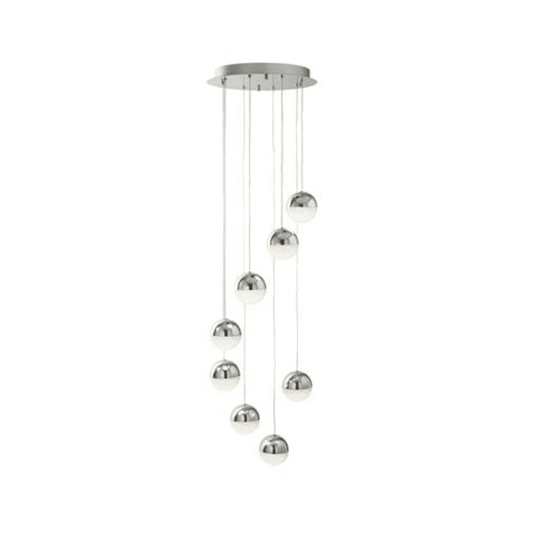 Marbles 8 light LED chrome and crystal sand pendant