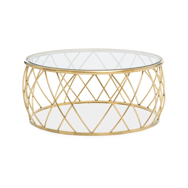 Buckley Clear Glass And Gold Coffee Table Home Store Living