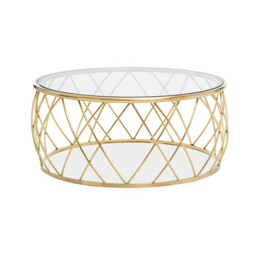 Buckley Clear Glass And Gold Coffee Table Home Store Living